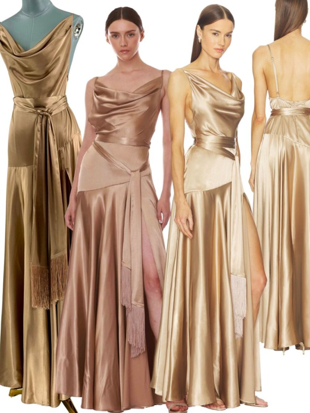 🆕 BRONX & BANCO 🧿 NWOT Leo Caramel Silk-Blend Maxi Dress, Sz S US 4